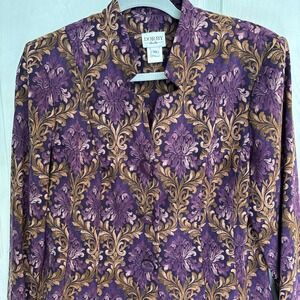 Dorby 3 button up blazer jacket  - oranate neckline Sz 10 Purple And Brown Soft